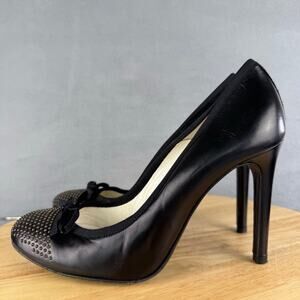 Pedro Garcia Gemma Black Leather High Heels W/Bow Women’s Size 39/ 9 US